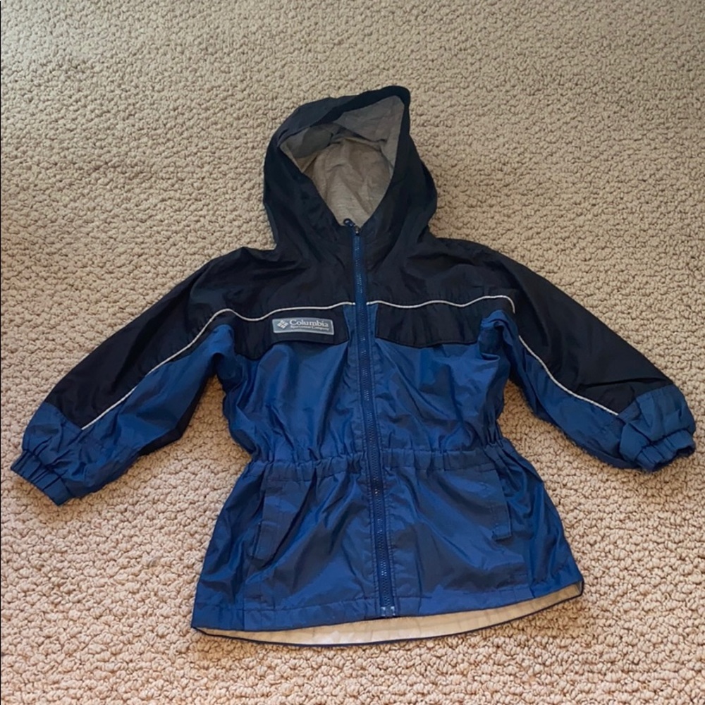 Columbia Blue Zip-Up Jacket Hooded Windbreaker